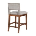 thumbnail image 4 of LonKwa Light Gray Upholstered Counter Height Bar Stool with Brown Wooden Legs, Padded Kitchen Island Seating with Metal Stud Trim, 1 Piece, 4 of 8