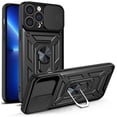 thumbnail image 1 of Negro Aplicable al estuche para iPhone 13 pro max con estuche y soporte para cámara deslizante, estuche magnético con soporte de anillo giratorio incorporado de 360 ​​​​°, 1 of 5