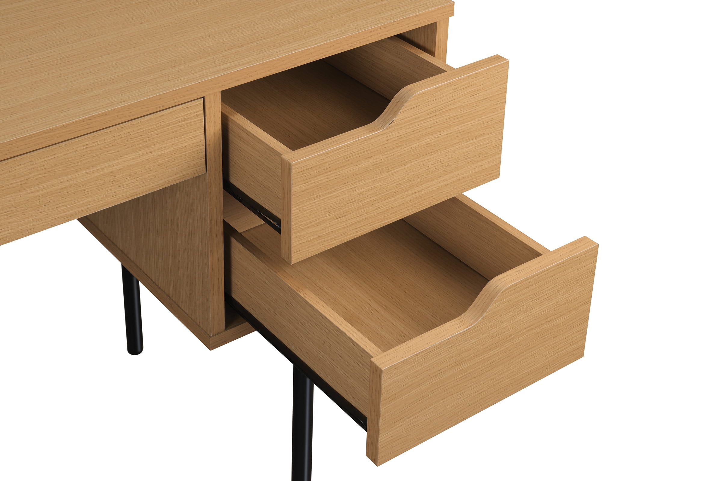 Denmark Engineered Wood Executive Desk with Power in Natural Finish