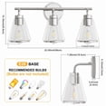 thumbnail image 6 of Deyidn 3-Light Nickel Bathroom Vanity Light, 22 inch Modern Wall Sconce with Clear Cone Glass Shades for Bath, Powder Room, Mirror Lighting, 6 of 9
