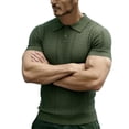 thumbnail image 4 of Men's Shirts, Casual Shirts for Men Collared Hollow Out Knit Shirts Summer Lightweight Breathable Slim Fit T-Shirts Green M, 4 of 6