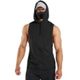 thumbnail image 1 of MAWCLOS Mens Hooded Tops Drawstring Sweatshirt Sleeveless Hoodies Regular Fit Gym Solid Color Pullover Top Black 2XL, 1 of 6
