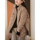 thumbnail image 1 of Chaqueta de plumón de pato gris con diseño de cordón de color sólido con solapa informal de terciopelo de moda de otoño e invierno, 1 of 6