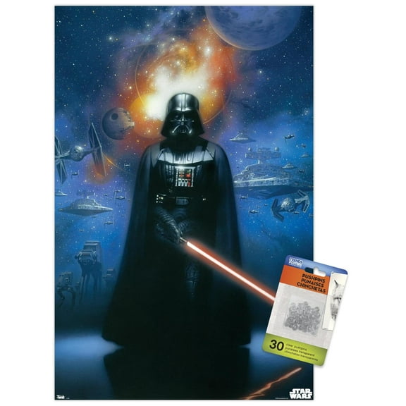 Star Wars: Saga - Vader in Space Wall Poster with Push Pins, 14.725" x 22.375"