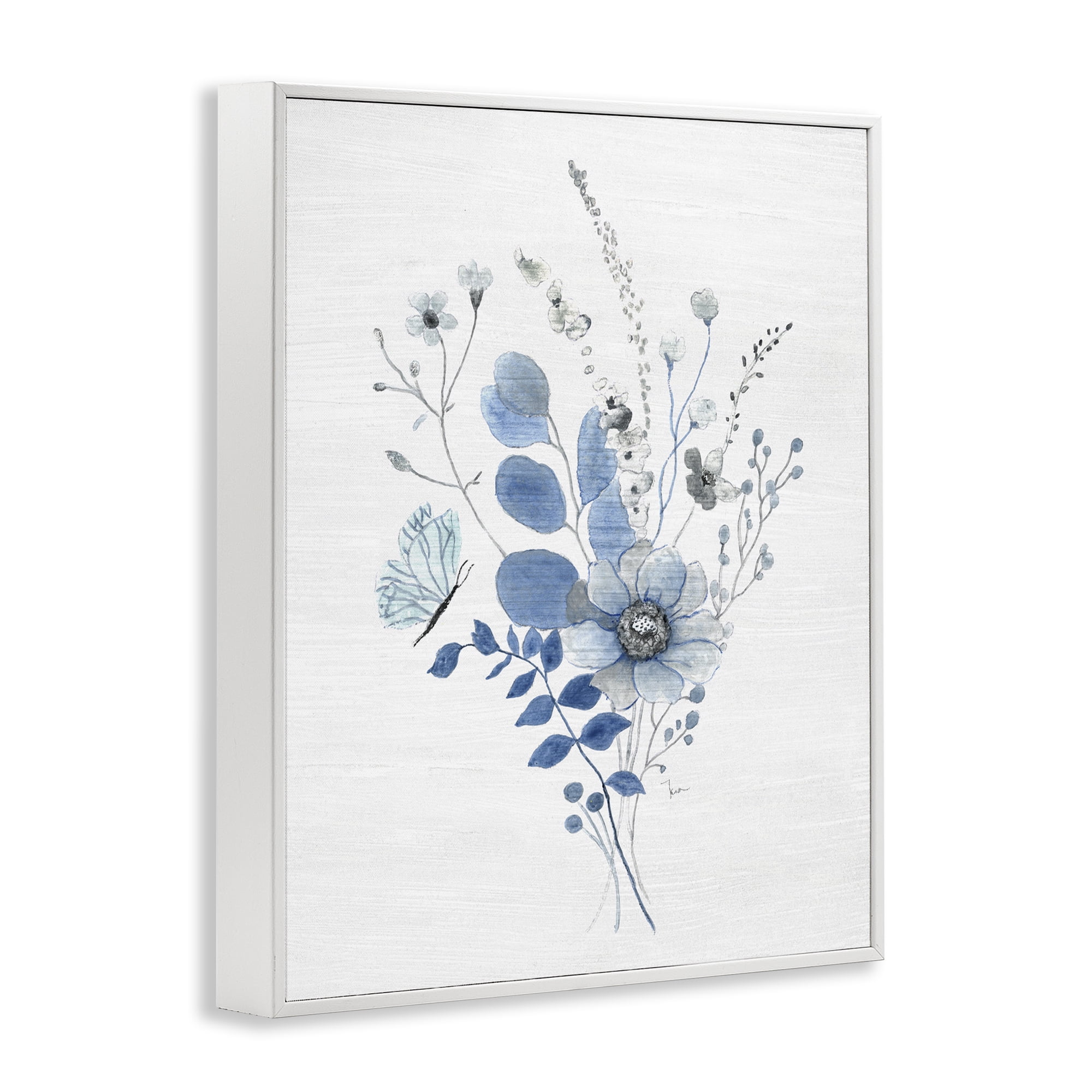 Stupell Industries Subtle Blue Wildflowers Botanical & Floral Painting White Framed Art Print Wall Art, 11 x 14