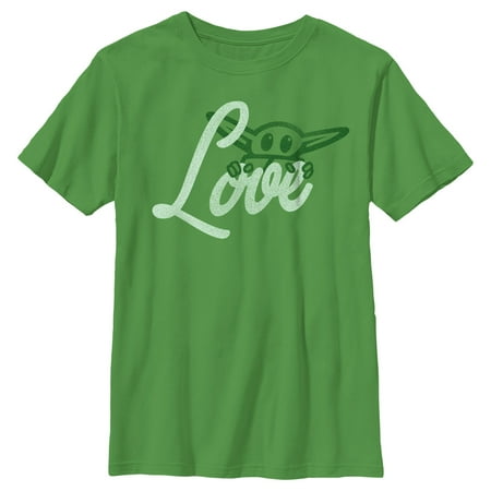 Boy's Star Wars: The Mandalorian Grogu Gazing Love Graphic Tee Kelly Green X Large