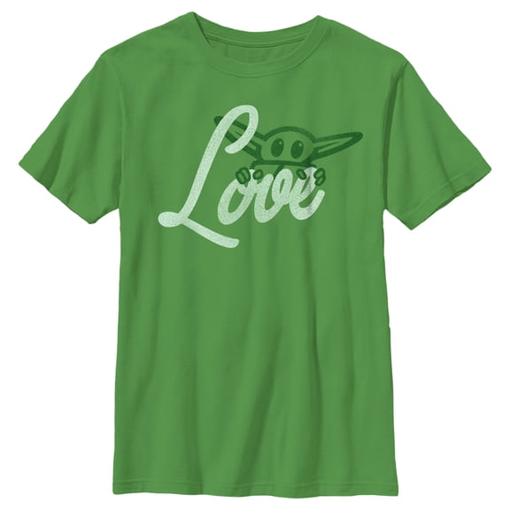 Boy's Star Wars: The Mandalorian Grogu Gazing Love Graphic Tee Kelly Green Large