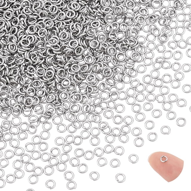 3000Pcs 304 Stainless Steel Open Jump Rings Stainless Steel Color 4x0.8mm 20 Gauge Inner Diameter: 2.4mm