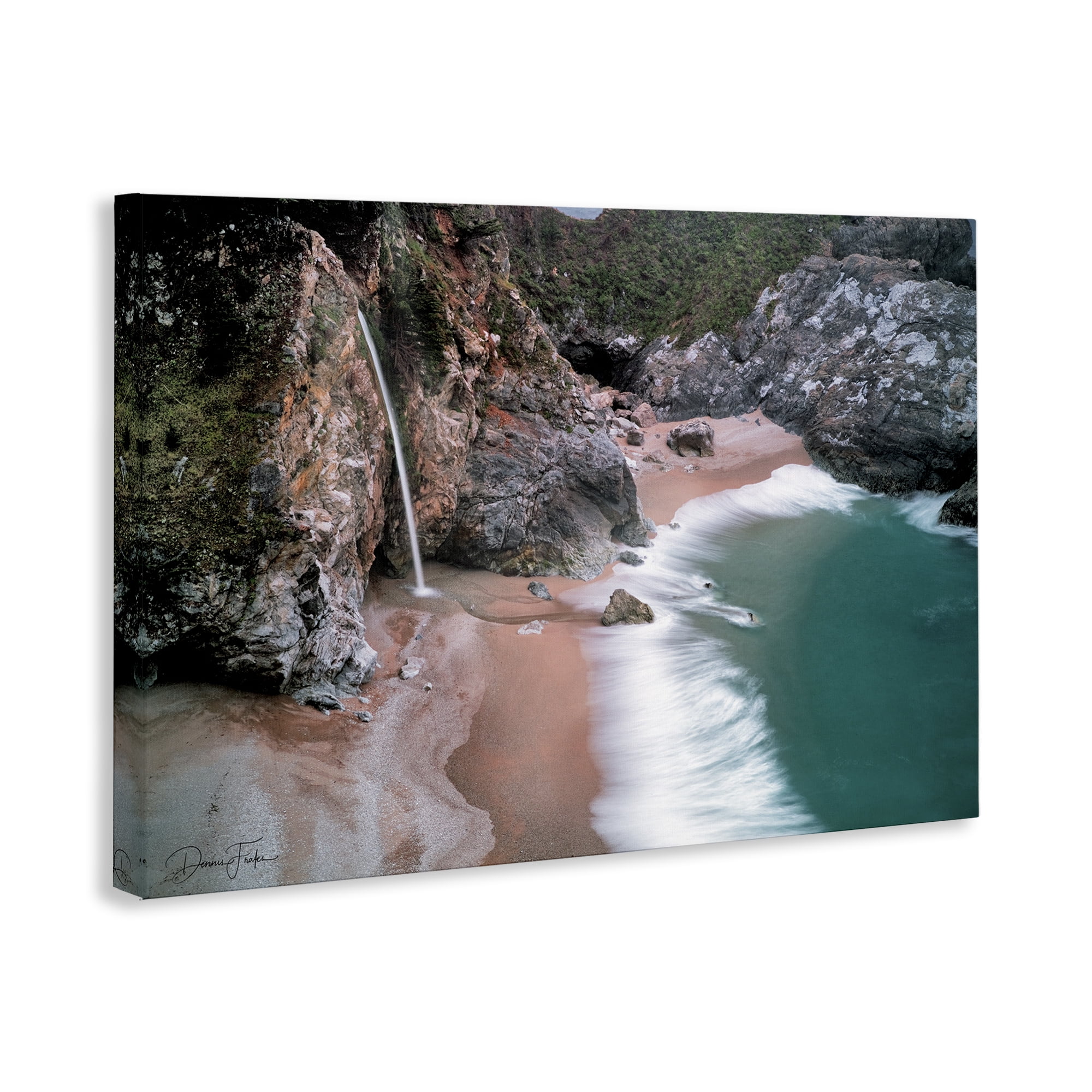 Stupell Industries Tropical Waterfall Cliffs Coastal Painting Gallery Wrapped Canvas Art Print Wall Art, 45 x 30