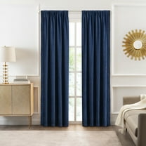 Achim Bordeaux Indoor Polyester Light Filtering Solid Curtain Panel, Navy, 52-in W x 63-in L