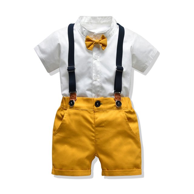Conjunto de mono de manga corta para bebé niño caballero, con camisa blanca y pajarita, de Honeeladyy Savings, para 0 a 36 meses
