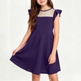 thumbnail image 2 of Zpanxa Girls Dresses, Kid's Mesh Casual Dress Solid Round Neck Sleeveless Dresses Dark Blue 10 Years, 2 of 6