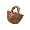 thumbnail image 5 of Cute Casual Woven Tote Bag for Women, Minimalist Style Handbag with 3D Floral Accents, Lightweight Summer Beach Picnic Bag, Ideal for Daily Use & Vacation, Multi-Color Options, 5 of 6