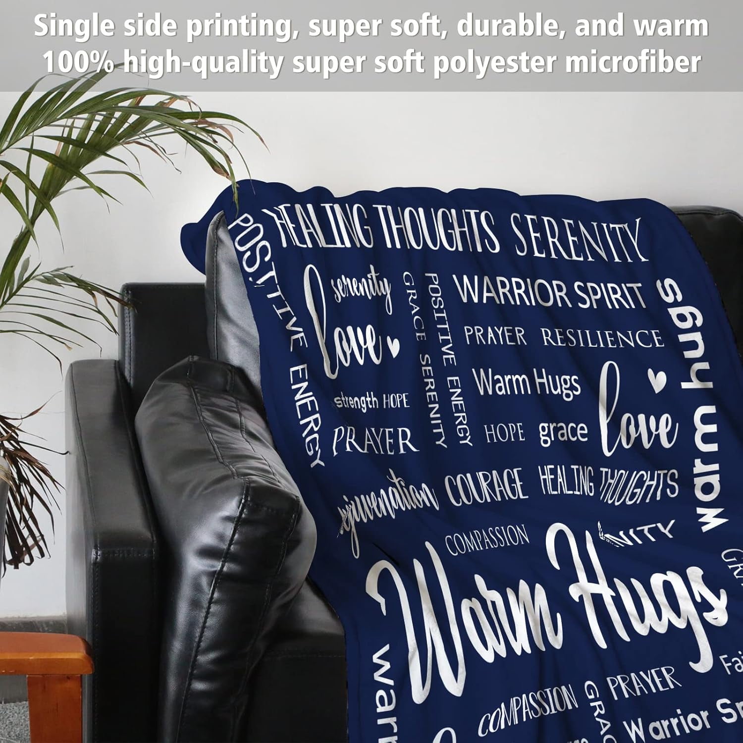 Warm Hugs Healing Blanket - Breast Cancer Gifts for Women, Get Well Soon, Feel Better Gifts for Women Patient, Think of You, Sympathy Gift for Friend Sister, Soft Comfort Throw Blankets 50" x 60"