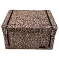 thumbnail image 1 of Caja de tela Oxford plegable impermeable para guardar juguetes y ropa con estampado de leopardo marrón, 1 of 8