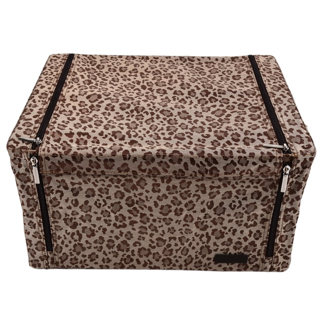 Caja de tela Oxford plegable impermeable para guardar juguetes y ropa con estampado de leopardo marrón