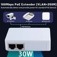 thumbnail image 1 of 4X Répéteur Poe 2 Ports 10/100Mbps 1 à 2 Répéteur Poe 12V 1A Distance à 250m pour Interrupteur Poe Standard/caméra Ip, 1 of 6