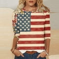 thumbnail image 2 of jjayotai 4th of July Shirts for Women Star and Stripes Flag Print Tunic Tops 3/4 Sleeve Patriotic Blouses Outfits, 2 of 6