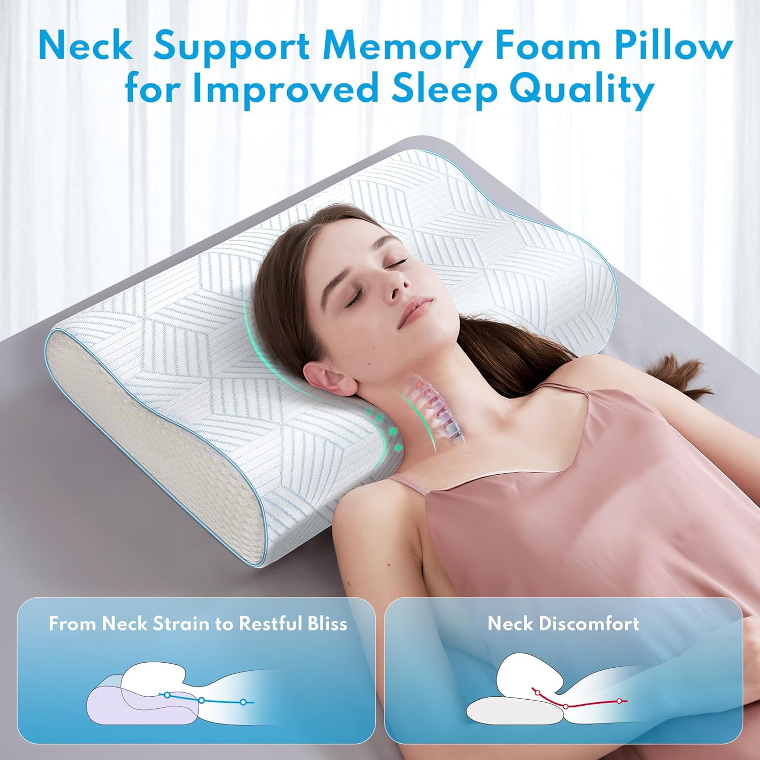 FAPO 4-Layer Adjustable Memory Foam Pillow, Queen Size