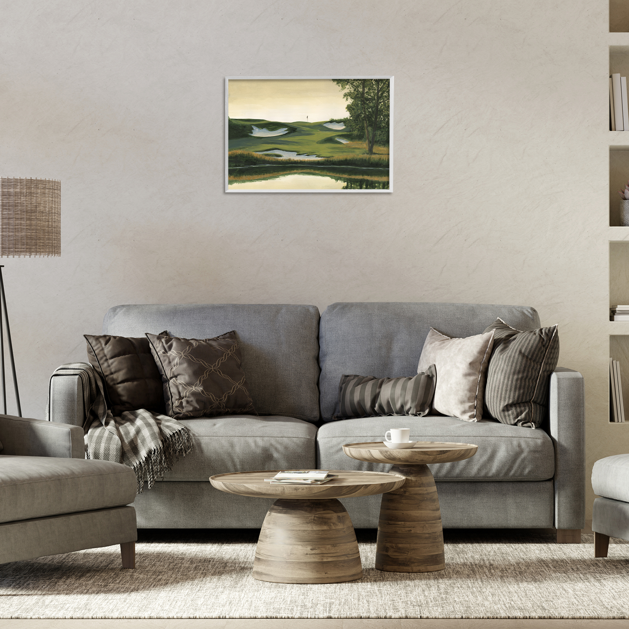 Stupell Industries Golf Course Terrain Landscape Painting White Framed Art Print Wall Art, 24 x 16