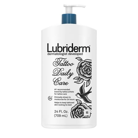 Lubriderm Tattoo Daily Care Lotion, Water-Based & Unscented, 24 fl. (Best Unscented Lotion For Tattoos)