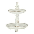 thumbnail image 5 of DecMode 8" x 10" White Wood Small Distressed 2 Tiered Server, 1-Piece, 5 of 7