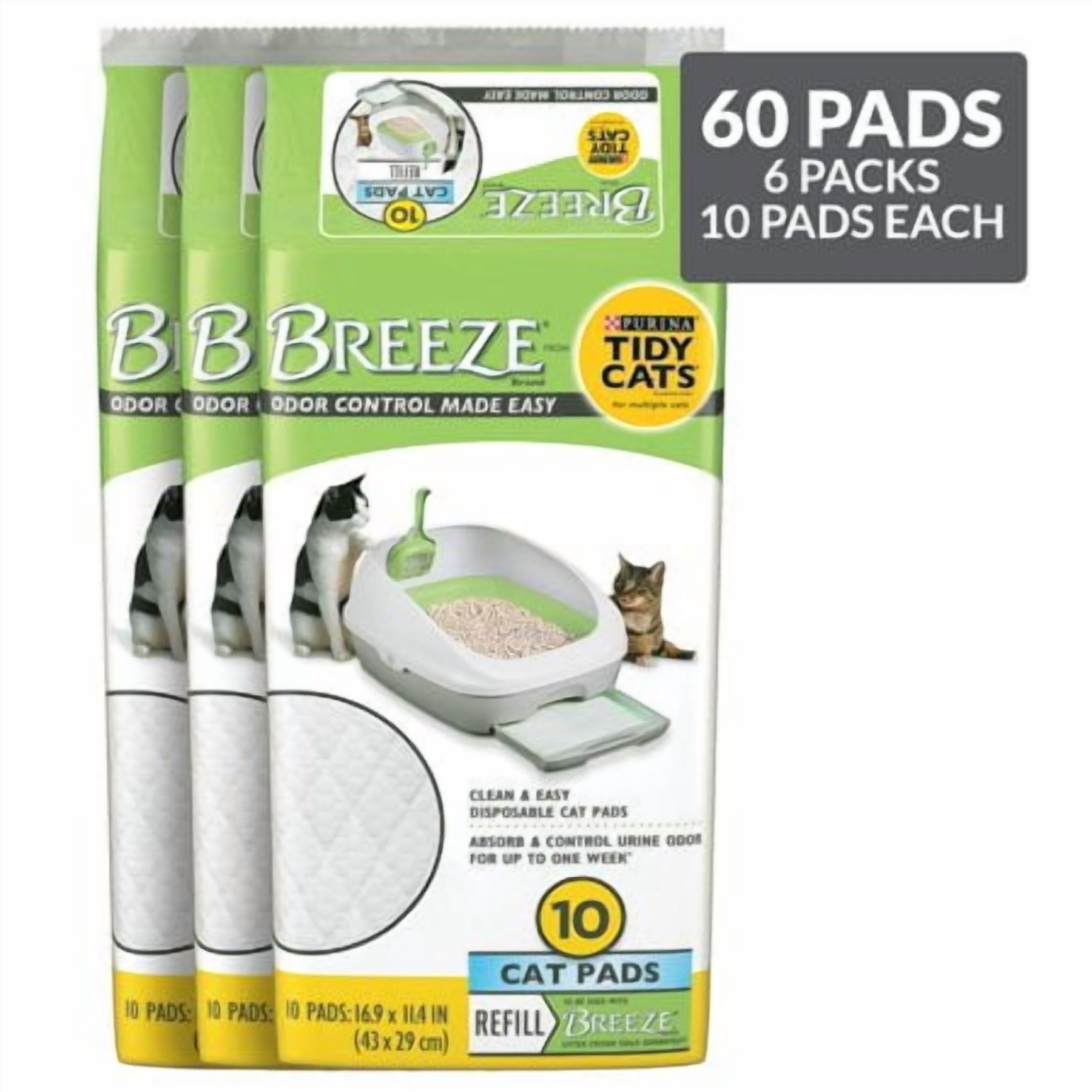 Purina Tidy Cats Breeze Litter System Cat Pad Refills (6) 10 ct. Boxes Original Scent