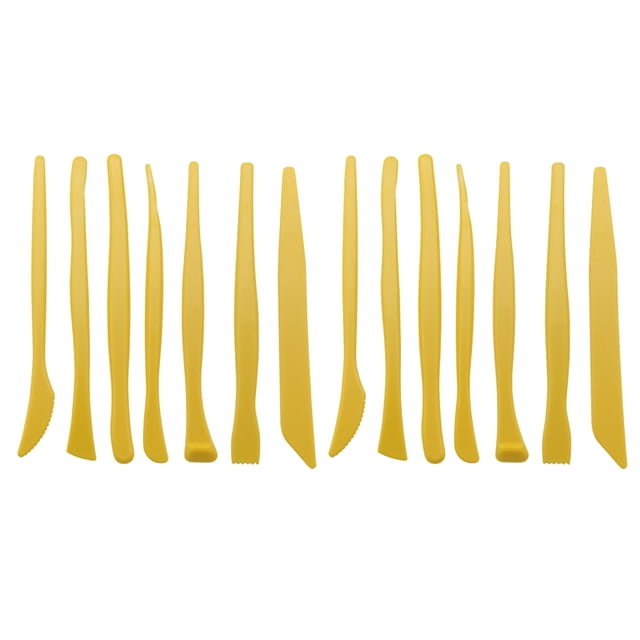 MasteelfCA 14 Pcs Ultra-Light Clay Pottery Tools DIY Plastic Clay Sculpting Set Pottery Shaper Modeling Tools Engraving Group Craft Tools for Painting Styling (Yellow)