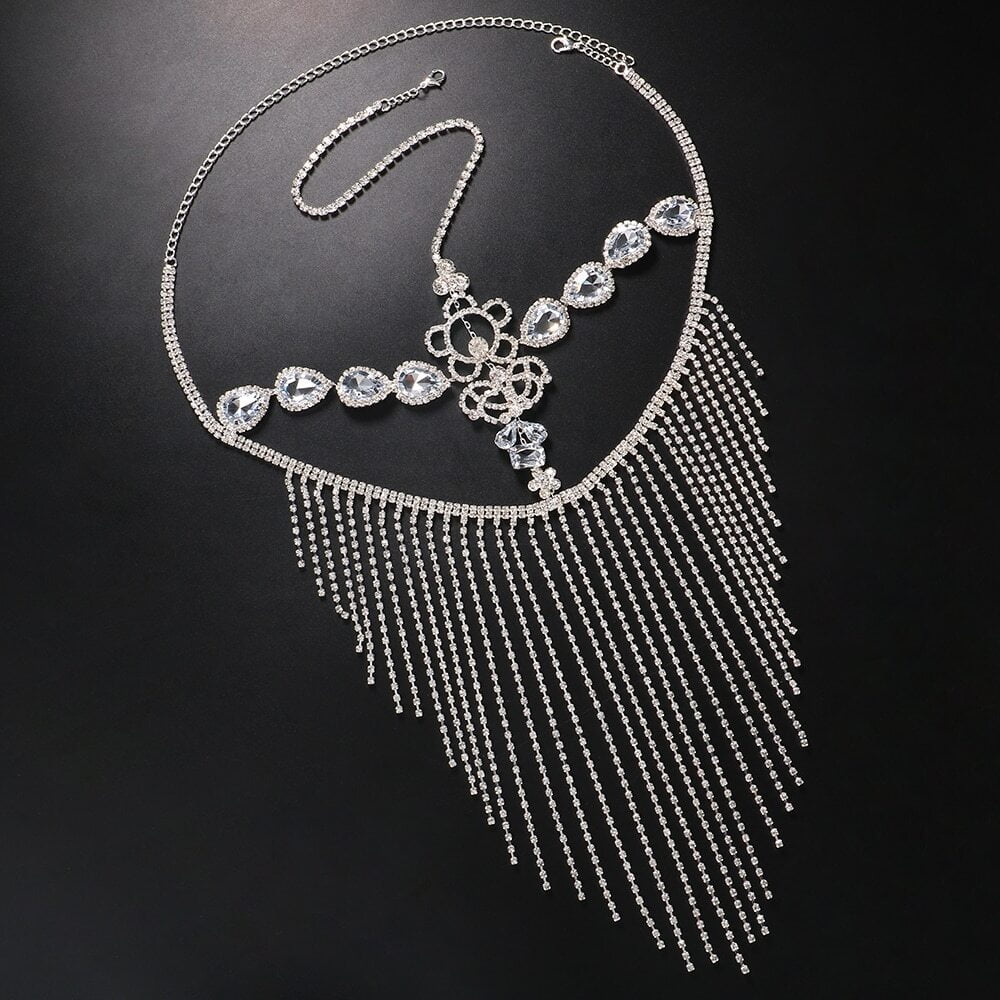 Crystal Tassel Face Mask Rhinestone Masquerade Mask Jewelry for Women Hair Face Chain Halloween Party