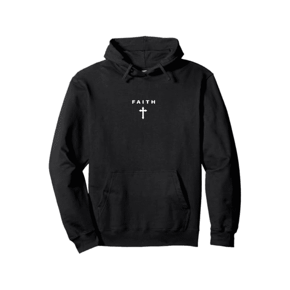 Christian Minimalist Religious Christ Faith and Cross Pullover Hoodie, Loose Fit