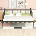 thumbnail image 6 of Kacho Twin Size Daybed with Pop Up Trundle, Metal Bedframe with Safety Guardrails, Daybed Frame for Teens Adults, Heavy Duty Steel Slat Support, No Box Spring Needed, Black, 6 of 7