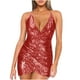 thumbnail image 2 of Puntoco Vestidos Mujer Elegante Fiesta De Las Mujeres Sexy Prom Moda Cuello De Pie Con Cordones Manga Larga Borla De Lentejuelas Espalda Abierta Falda Corta, 2 of 6