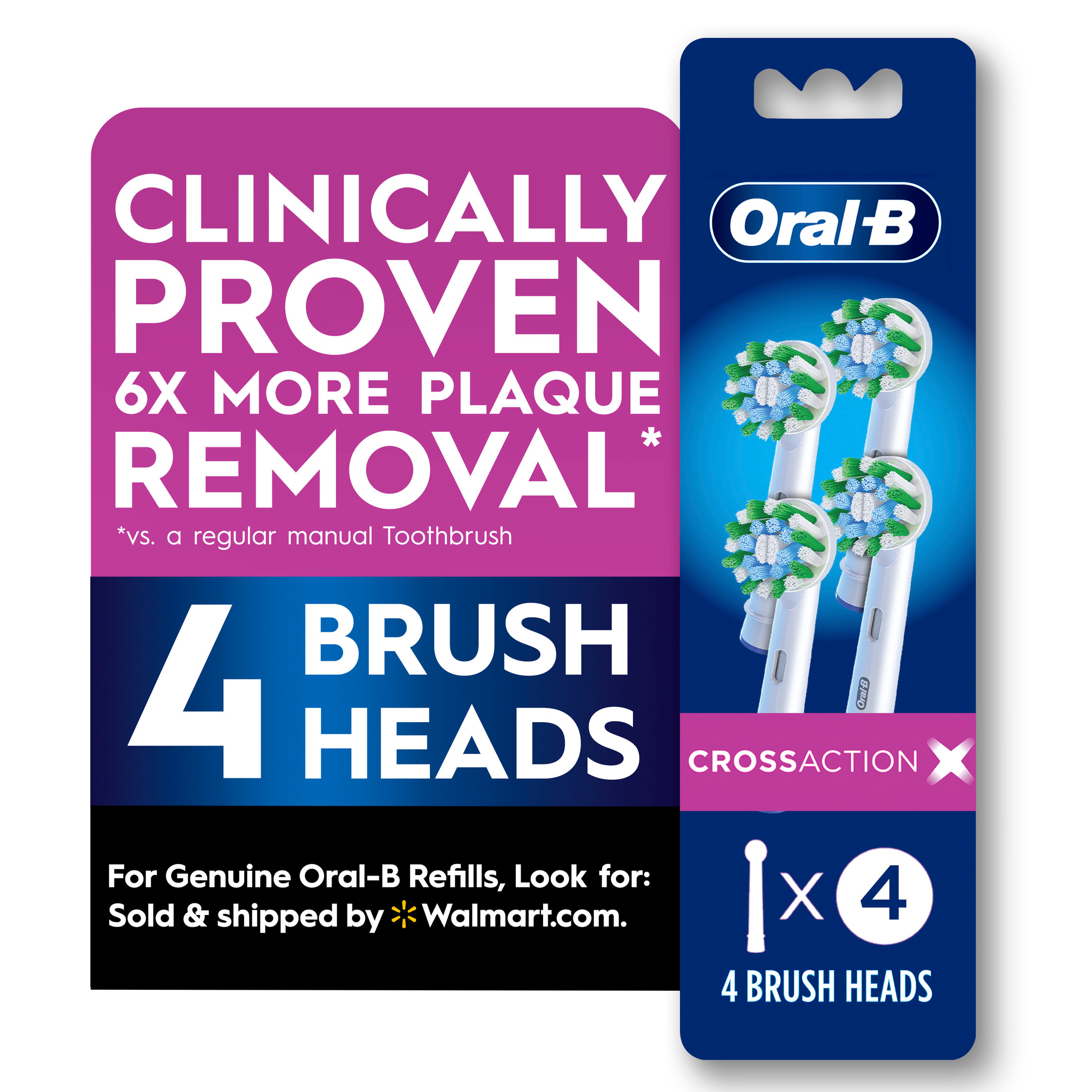 Oral-B CrossActionX Replacement Brush Heads, 4-Pack