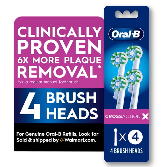 (2 or 4 Count) Oral-B CrossAction Electric Toothbrush Replacement Brush Head Fills, Black