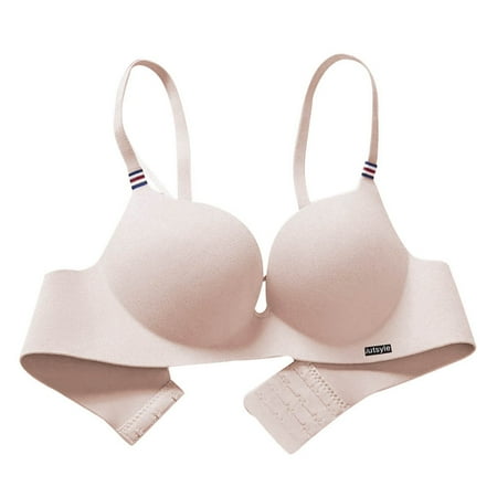 

Wuffmeow Women Fashion Gather Bra Solid Color Wireless Bra