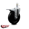 thumbnail image 2 of 5 Inch Hard Rubber Wheel Swivel 7/16 Inch Grip Ring Stem Caster Total Lock Brake, 2 of 2