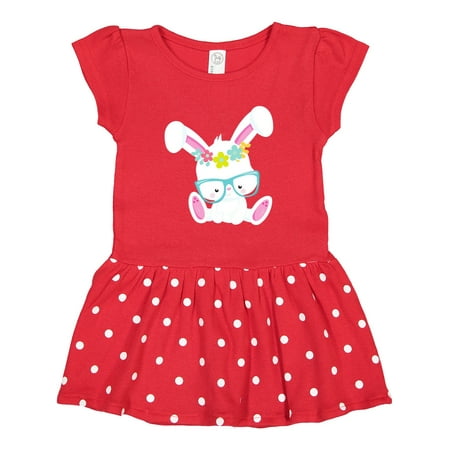 

Inktastic Hipster Bunny Bunny with Glasses Rabbit Flowers Gift Toddler Girl Dress