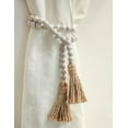 thumbnail image 5 of Wood Bead Garland Farmhouse Beads with Tassels,Farmhouse Tassel Garland Country Wall Hanging Decor Prayer Beads(White wash), 5 of 7