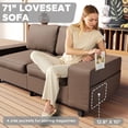 thumbnail image 2 of Meetleisure 70" 2 Seater Sofa,Extra Deep Seat Loveseat Couch for living Room,with Side Pockets Free 2 Cushions,Coffee, 2 of 7