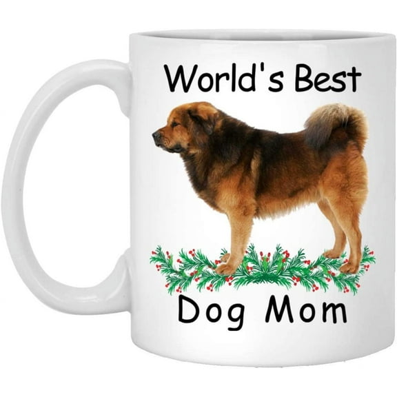 Funny Saying Gift For Pet Lovers Tibetan Mastiff Sable Worlds Best Dog Mom Mug White 11oz Christmas 2022 Gifts