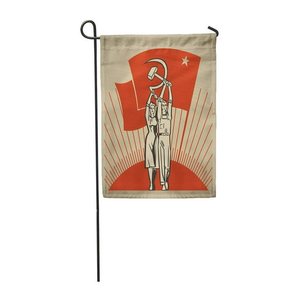 POGLIP Happy Man and Woman Together Holding in Their Hands Labor Garden Flag Decorative Flag House Banner 28x40 inch
