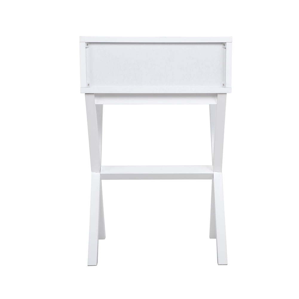 Kepooman 2PCS Bedside Table for Small Spaces, Nightstands for Bedroom with X-Leg, White Bedside End Table for Home Office