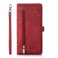 thumbnail image 6 of SaniMore Samsung Galaxy S24 Ultra Business Case (6.8"), Zipper Wallet + Magnetic Clasp + Card Slots + Flip Kickstand + Wrist/Crossbody Strap [Shockproof Anti-fall] Full-body Protective Shell, Red, 6 of 9