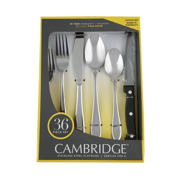 Cambridge Piccante Mirror 36-Piece Stainless Steel Flatware Set
