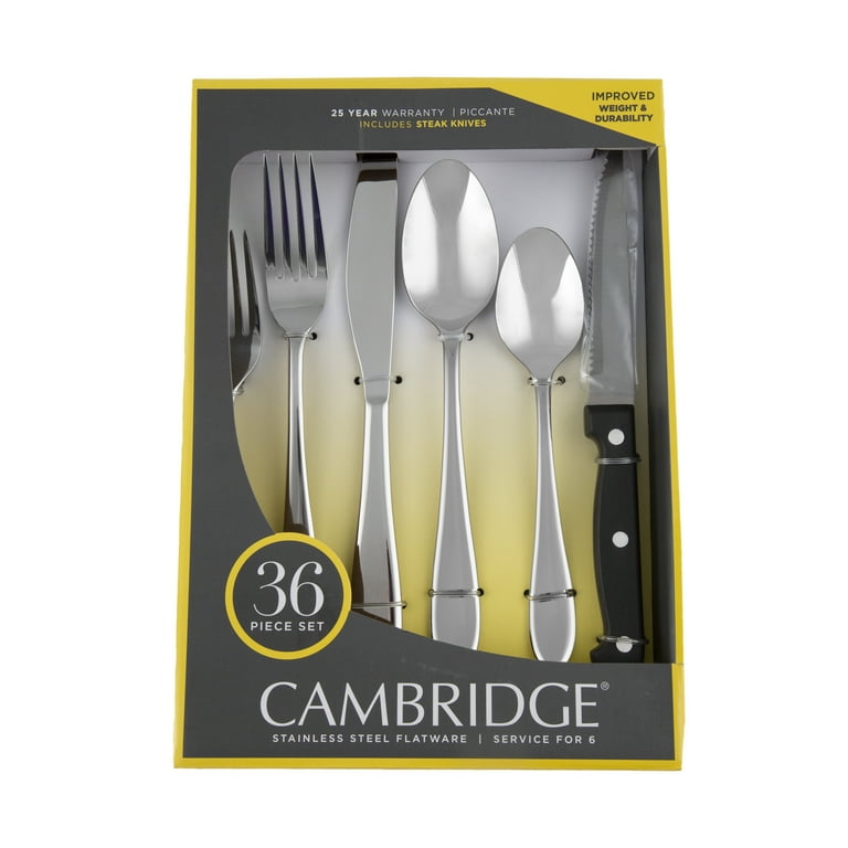 Cambridge Piccante Mirror 36-Piece Stainless Steel Flatware Set