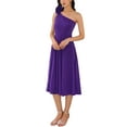 thumbnail image 5 of INSPIRE CHIC Women's One Shoulder Dresses Sleeveless Elegant Bow Cocktail Midi Dress S Purple, 5 of 7