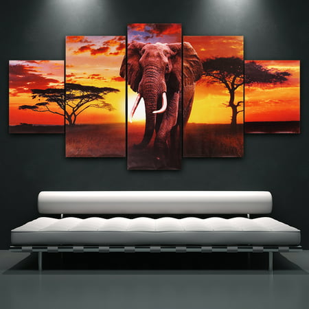 5in1 Modern Unframed Abstract Elephant Canvas Painting Picture Decorative Home Wall Decor