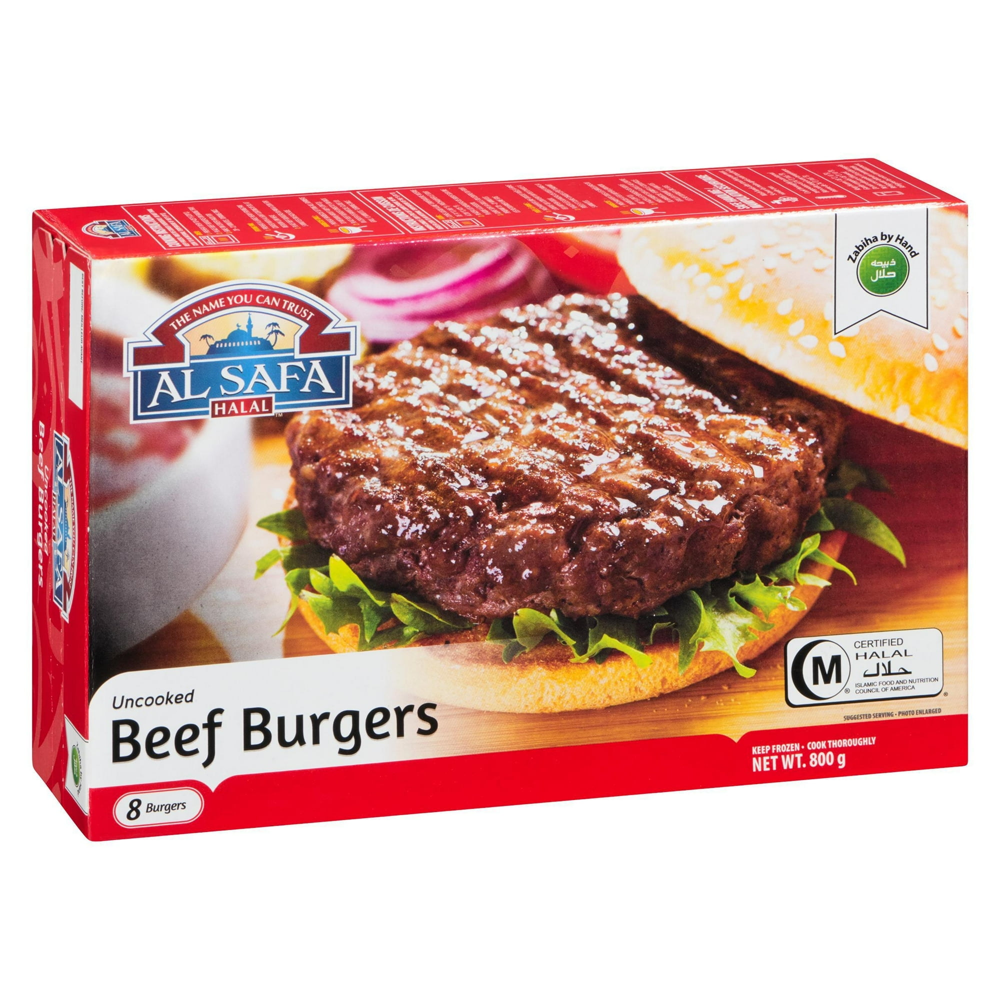 Al Safa Halal Uncooked Beef Burgers, 800 g