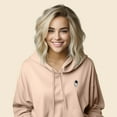 thumbnail image 4 of Dalix Astronaut Embroidered Fleece Cropped Hoodie Cold Fall Winter Women in Peach 2XL XX-Large, 4 of 5