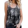 thumbnail image 2 of Camiseta sin mangas con cuello redondo y estampado de flores sueltas informales para mujer Pompotops  lopia989099, 2 of 5